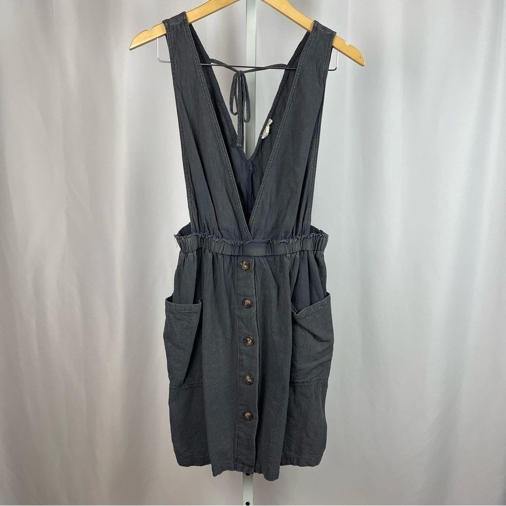 hem & thread Medium Stone Wash Cottagecore Minimalist Deep V Overall Dress